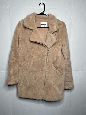 Apparis Womens Faux Fur Tan Coat Size XS